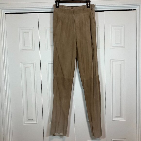 Adrienne Vittadini Collection Taupe Suede (Leather) Pants Sz 10 - Picture 1 of 6